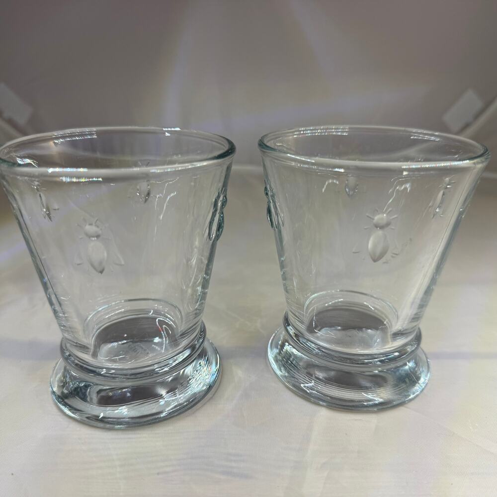 Set of 2 La Rochere Abeille Bee Glass Tumblers 8 Oz French Clear France